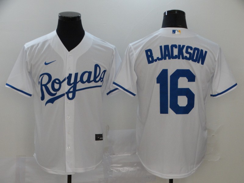 Men Kansas City Royals #16 B.Jackson White Nike Game MLB Jerseys->new york mets->MLB Jersey
